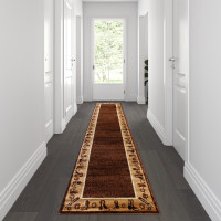 Flash Furniture ACD-RGL375-211-BN-GG Williams Collection 2' x 11' Brown Western Inspired Runner Area Rug for Indoor Use